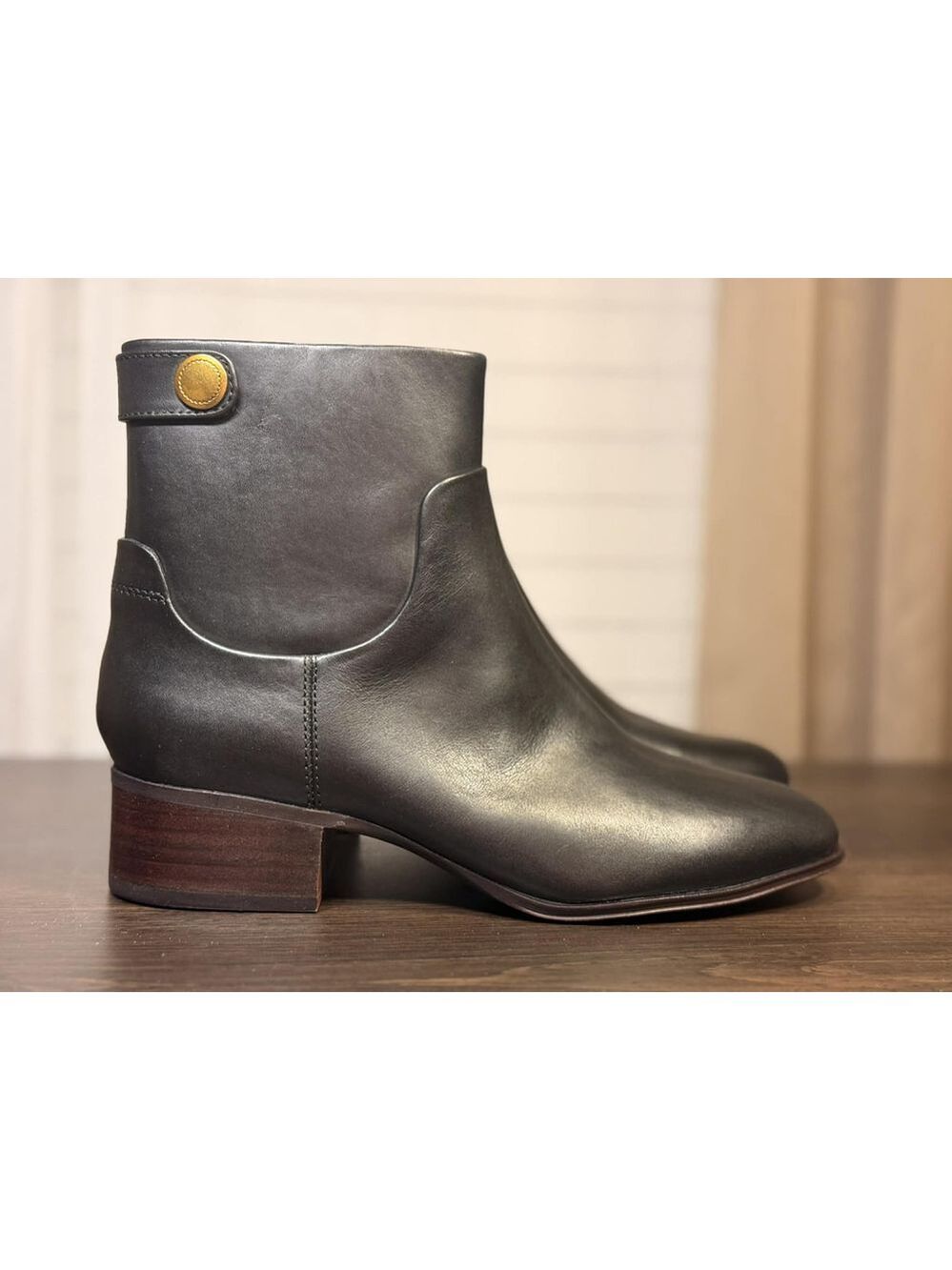 Franco Sarto Jessica Classic Retro Leather Block Heel Boots Booties 8.5 M BLACK - Picture 9 of 16